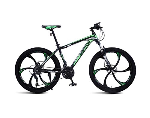 Bicicletas de montaña : DGAGD Bicicleta de montaña de 24 Pulgadas, Velocidad Variable Todoterreno Que compite con Bicicleta Ligera Seis Ruedas de Corte-Verde Oscuro_24 velocidades