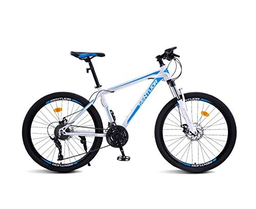 Bicicletas de montaña : DGAGD Bicicleta de montaña de 26 Pulgadas a Campo traviesa Velocidad Variable Que compite con Bicicleta Ligera 40 Ruedas de Corte-Blanco Azul_21 velocidades