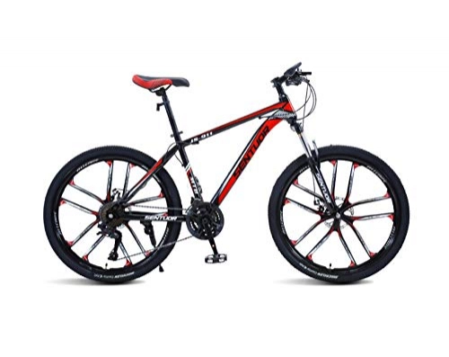 Bicicletas de montaña : DGAGD Bicicleta de montaña de 26 Pulgadas a Campo traviesa Velocidad Variable Que compite con Bicicleta Ligera Diez Ruedas de Corte-Rojo Negro_21 velocidades