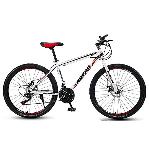 Bicicletas de montaña : DGAGD Bicicleta de montaña de 26 Pulgadas, aleación de Aluminio, Campo a través, Ligero, Velocidad Variable, Juvenil, Masculino y Femenino, Rueda de radios, Bicicleta-Blanco Rojo_21 velocidades