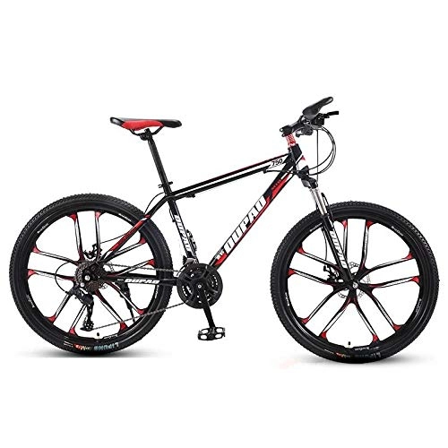 Bicicletas de montaña : DGAGD Bicicleta de montaña de 26 Pulgadas, aleación de Aluminio, Cross-Country, Ligera, Velocidad Variable, Juvenil, Masculina y Femenina, Bicicleta de Diez Ruedas-Rojo Negro_24 velocidades