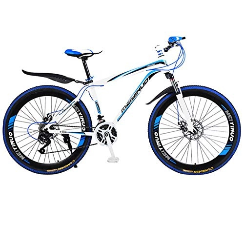 Bicicletas de montaña : DGAGD Bicicleta de montaña de 26 Pulgadas, Bicicleta de aleación de Aluminio Urbana de Velocidad Variable Masculina y Femenina, 40 Ruedas de Corte-Blanco Azul_27 velocidades