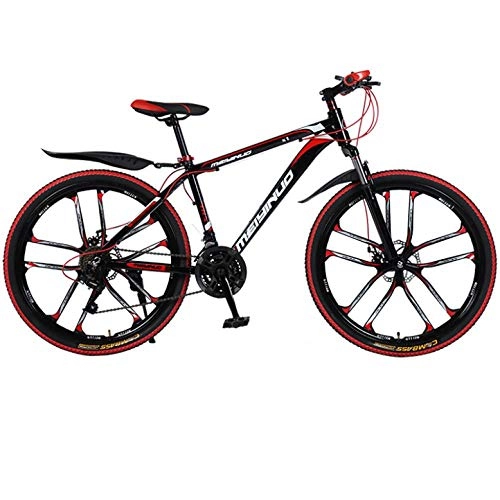 Bicicletas de montaña : DGAGD Bicicleta de montaña de 26 Pulgadas, Bicicleta de aleación de Aluminio Urbana de Velocidad Variable Masculina y Femenina, Diez Ruedas de Corte-Rojo Negro_24 velocidades