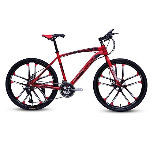 Bicicletas de montaña : DGAGD Bicicleta de montaña de 26 Pulgadas Bicicleta de Carretera portátil para Adultos Bicicleta de Velocidad Variable Diez Ruedas de Corte-Rojo Negro_30 velocidades