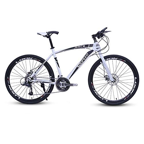 Bicicletas de montaña : DGAGD Bicicleta de montaña de 26 Pulgadas Bicicleta de Velocidad de Carretera Ligera para Adultos con 40 Ruedas de Corte-Blanco Negro_21 velocidades