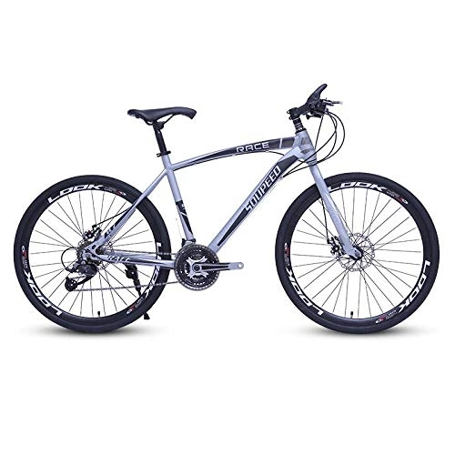 Bicicletas de montaña : DGAGD Bicicleta de montaña de 26 Pulgadas Bicicleta de Velocidad de Carretera Ligera para Adultos con 40 Ruedas de Corte-Gris-Plata_30 velocidades