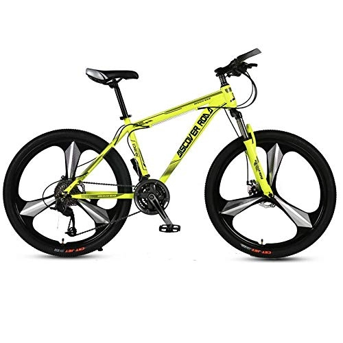 Bicicletas de montaña : DGAGD Bicicleta de montaña de 26 Pulgadas Bicicleta de Velocidad Variable para Adultos Doble Freno de Disco Bicicleta de Acero de Alto Carbono Tri-Cutter-Amarillo_24 velocidades