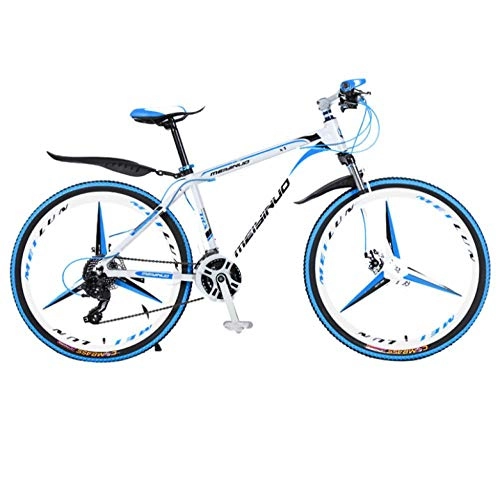 Bicicletas de montaña : DGAGD Bicicleta de montaña de 26 Pulgadas Bicicleta Masculina y Femenina de Velocidad Variable de la Ciudad de aleación de Aluminio Bicicleta Tri-Cutter-Blanco Azul_27 velocidades