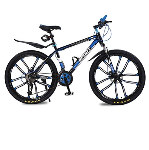 Bicicletas de montaña : DGAGD Bicicleta de montaña de 26 Pulgadas Bicicleta Masculina y Femenina de Velocidad Variable para Adultos Bicicleta de Freno de Disco Doble Diez Rueda de Corte-Azul Negro_30 velocidades