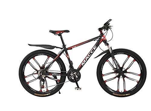 Bicicletas de montaña : DGAGD Bicicleta de montaña de 26 Pulgadas, Bicicleta para Hombre y Mujer, de Velocidad Variable para Adultos, Bicicleta de amortiguación de Diez Ruedas-Rojo Negro_24 velocidades