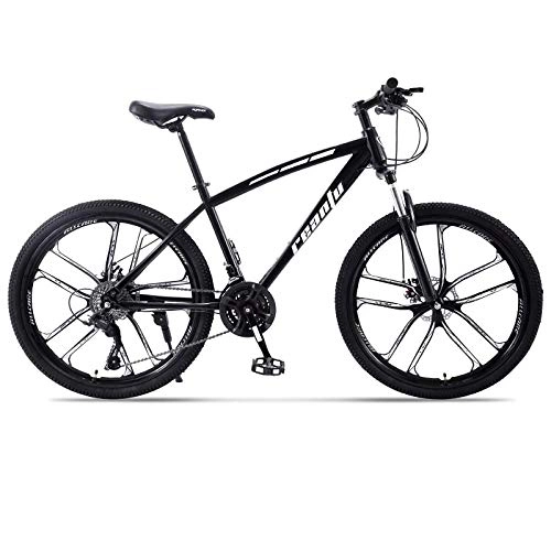 Bicicletas de montaña : DGAGD Bicicleta de montaña de 26 Pulgadas para Adultos, 10 Cuchillos, una Rueda, Velocidad Variable, Bicicleta de Doble Disco, Bicicleta-Negro_27 velocidades