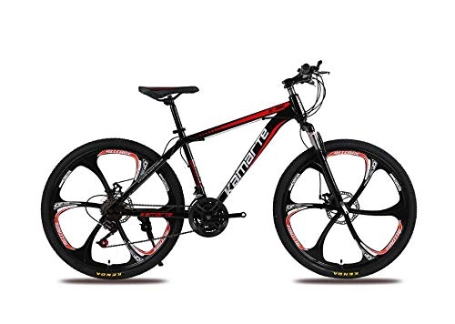 Bicicletas de montaña : DGAGD Bicicleta de montaña de 26 Pulgadas para Adultos, Hombres y Mujeres, Bicicleta de Velocidad Variable, Seis Ruedas de Corte-Rojo Negro_27 velocidades