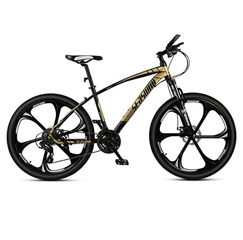 Bicicletas de montaña : DGAGD Bicicleta de montaña de 26 Pulgadas para Hombre y Mujer, Bicicleta superligera para Adultos, Rueda de Seis Hojas-Oro Negro_30 velocidades