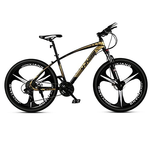 Bicicletas de montaña : DGAGD Bicicleta de montaña de 26 Pulgadas para Hombre y Mujer, Bicicleta superligera para Adultos, Rueda de Tres Cuchillas n. ° 1-Oro Negro_30 velocidades
