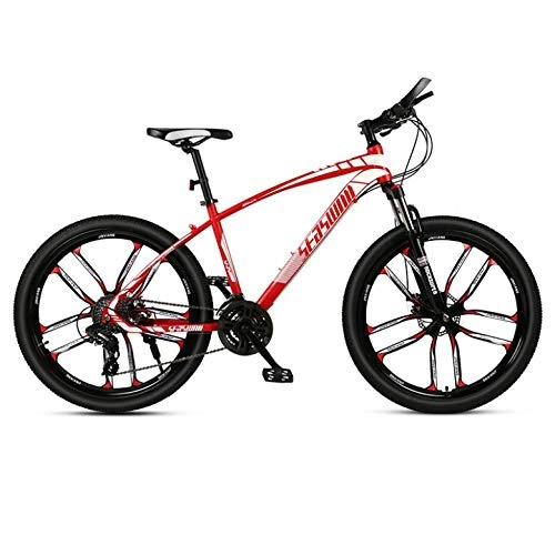 Bicicletas de montaña : DGAGD Bicicleta de montaña de 26 Pulgadas para Hombre y Mujer, para Adultos, Ultraligera, Bicicleta Ligera, Rueda de Diez cortadores-Rojo_30 velocidades