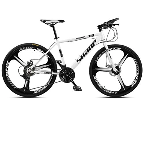 Bicicletas de montaña : DGAGD Bicicleta de montaña de 26 Pulgadas para Hombre y Mujer, sper Ligera, para Adultos, Bicicleta de Velocidad Variable, Tri-Cutter-Blanco_27 velocidades