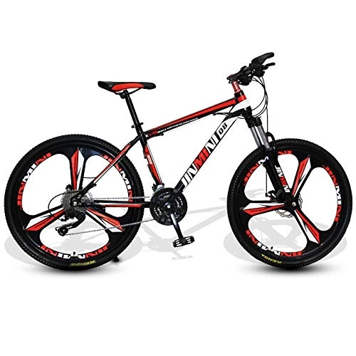 Bicicletas de montaña : DGAGD Bicicleta de montaña de 26 Pulgadas para Hombres y Mujeres Adultos, Bicicleta de Viaje de Velocidad Variable, Rueda de Tres Cuchillas-Rojo Negro_24 velocidades