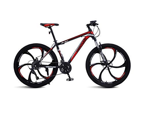 Bicicletas de montaña : DGAGD Bicicleta de montaña de 26 Pulgadas Todoterreno Velocidad Variable Que compite con Bicicleta Ligera Seis Ruedas de Corte-Rojo Negro_30 velocidades