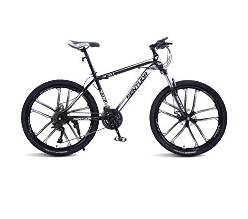 Bicicletas de montaña : DGAGD Bicicleta de montaña de 26 Pulgadas Todoterreno Velocidad Variable Que compite con Bicicleta Ligera Tri-Cutter-En Blanco y Negro_27 velocidades
