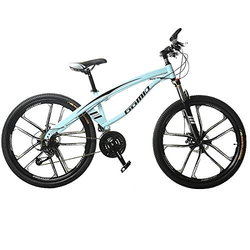 Bicicletas de montaña : DGAGD Bicicleta de montaña de 26 Pulgadas, Velocidad Variable, Bicicleta Adulta Ligera, Diez Ruedas-Azul Claro_21 velocidades