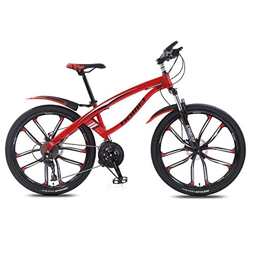 Bicicletas de montaña : DGAGD Bicicleta de montaña de 26 Pulgadas, Velocidad Variable, Bicicleta Adulta Ligera, Diez Ruedas-Rojo_21 velocidades