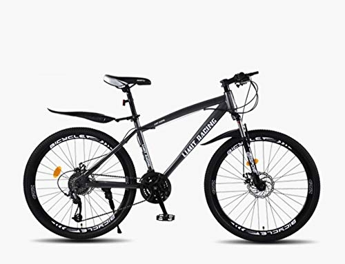 Bicicletas de montaña : DGAGD Bicicleta de montaña de 26 Pulgadas, Velocidad Variable, Bicicleta de Freno de Disco Doble para Adultos, 40 Ruedas de Corte-Gris Negro_24 velocidades