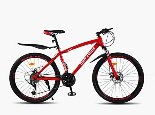 Bicicletas de montaña : DGAGD Bicicleta de montaña de 26 Pulgadas, Velocidad Variable, Bicicleta de Freno de Disco Doble para Adultos, 40 Ruedas de Corte-Rojo_27 velocidades
