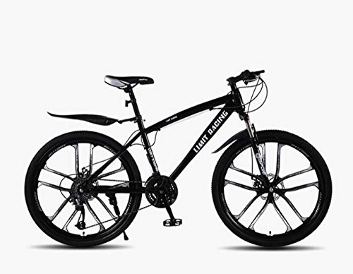 Bicicletas de montaña : DGAGD Bicicleta de montaña de 26 Pulgadas, Velocidad Variable, Bicicleta de Freno de Disco Doble para Adultos, Diez Ruedas de Corte-Negro_30 velocidades