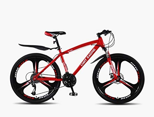 Bicicletas de montaña : DGAGD Bicicleta de montaña de 26 Pulgadas, Velocidad Variable, Bicicleta de Freno de Disco Doble para Adultos, Rueda de Tres Ejes-Rojo_21 velocidades