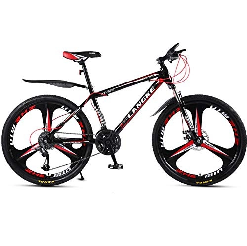 Bicicletas de montaña : DGAGD Bicicleta de montaña de 26 Pulgadas, Velocidad Variable, Bicicleta de Tres Ruedas Masculina y Femenina-Rojo Negro_21 velocidades