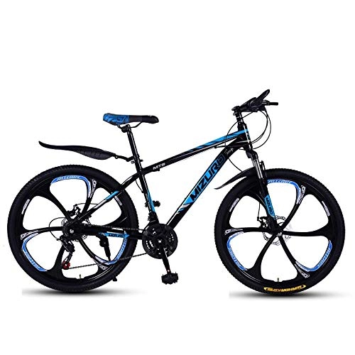 Bicicletas de montaña : DGAGD Bicicleta de montaña de 26 Pulgadas, Velocidad Variable, Bicicleta Ligera Que compite con Seis Ruedas de Corte-Azul Negro_27 velocidades