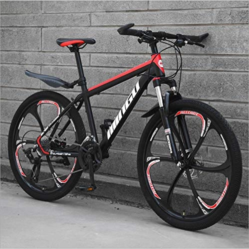 Bicicletas de montaña : DGAGD Bicicleta de montaña de 26 Pulgadas, Velocidad Variable, Todoterreno, Bicicleta amortiguadora, Ligera, Carreras de Carretera de Seis Ruedas-Rojo Negro_24 velocidades