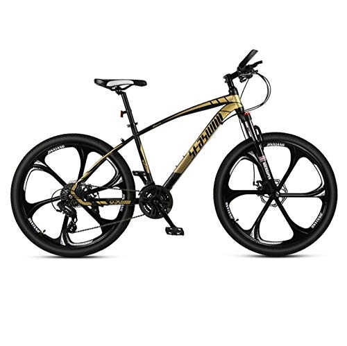 Bicicletas de montaña : DGAGD Bicicleta de montaña de 27, 5 Pulgadas para Hombre y Mujer, para Adultos, Ultraligera, Bicicleta Ligera, Rueda de Seis cortadores-Oro Negro_30 velocidades