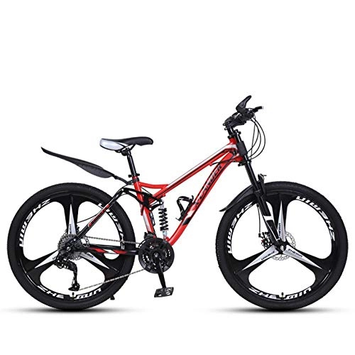 Bicicletas de montaña : DGAGD Bicicleta de montaña de Cola Suave Cuesta Abajo de 26 Pulgadas, Bicicleta de montaña de Tres Ruedas Masculina y Femenina de Velocidad Variable-Rojo Negro_24 velocidades