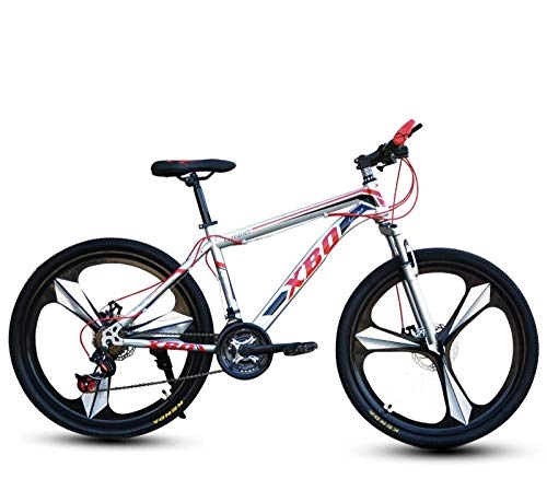 Bicicletas de montaña : DGAGD Bicicleta de montaña de Marco Ancho de 24 Pulgadas, neumático Ancho, Velocidad Variable, Freno de Disco para Adultos, Bicicleta de Tres Ruedas-Rojo Plata_21 velocidades