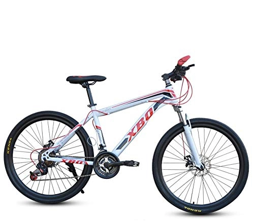 Bicicletas de montaña : DGAGD Bicicleta de montaña de Marco Ancho de 24 Pulgadas, neumático Ancho, Velocidad Variable, Freno de Disco para Adultos, Rueda de radios, Bicicleta-Blanco Rojo_27 velocidades