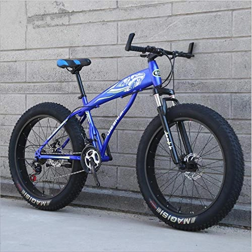 Bicicletas de montaña : DGAGD Bicicleta de Nieve de 24 Pulgadas, neumtico Ultra Ancho, Velocidad Variable 4.0, Bicicleta de montaña para Nieve-Azul_21 velocidades