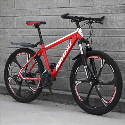 Bicicletas de montaña : DGAGD Freno de Disco de Bicicleta de montaña de 26 velocidades, Rueda de Seis Hojas Ultraligera para Adultos-Rojo_30 velocidades