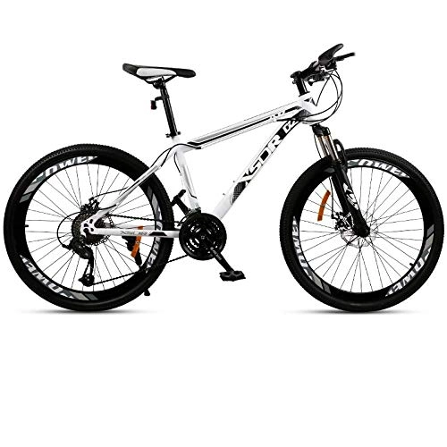 Bicicletas de montaña : DGAGD Neumático Grande para Bicicleta de Nieve 4.0 Rueda de Corte de Bicicleta de montaña 40 de Freno de Disco de 24 Pulgadas de Espesor y Ancho-Blanco Negro_27 velocidades