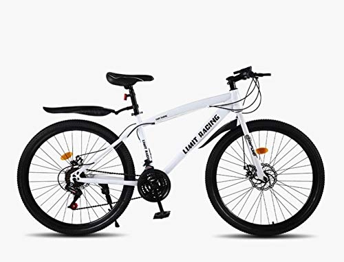 Bicicletas de montaña : DGAGD Rueda de radios de Bicicleta de Freno de Disco Doble Adulto de Velocidad Variable de Bicicleta de montaña de 24 Pulgadas-Blanco_21 velocidades