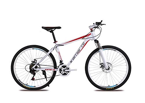 Bicicletas de montaña : DGAGD Rueda de radios de Bicicleta de Velocidad Variable Masculina y Femenina de 24 Pulgadas para Bicicleta de montaña-Blanco Rojo_27 velocidades