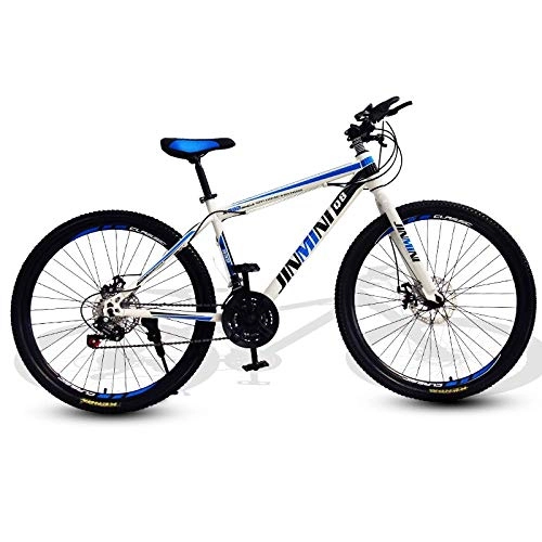 Bicicletas de montaña : DGAGD Rueda de radios de Bicicleta de Viaje de Velocidad Variable para Hombres y Mujeres Adultos de 26 Pulgadas-Blanco Azul_27 velocidades