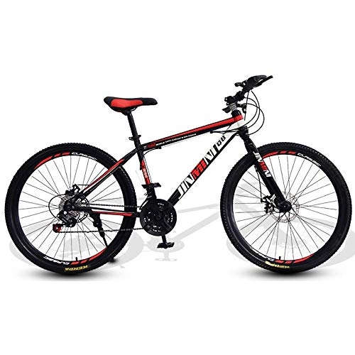 Bicicletas de montaña : DGAGD Rueda de radios de Bicicleta de Viaje de Velocidad Variable para Hombres y Mujeres Adultos de 26 Pulgadas-Rojo Negro_27 velocidades