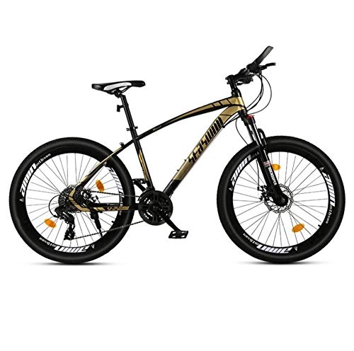 Bicicletas de montaña : DGAGD Rueda de radios de Bicicleta súper Ligera para Adultos Masculinos y Femeninos de Bicicleta de montaña de 24 Pulgadas-Oro Negro_30 velocidades