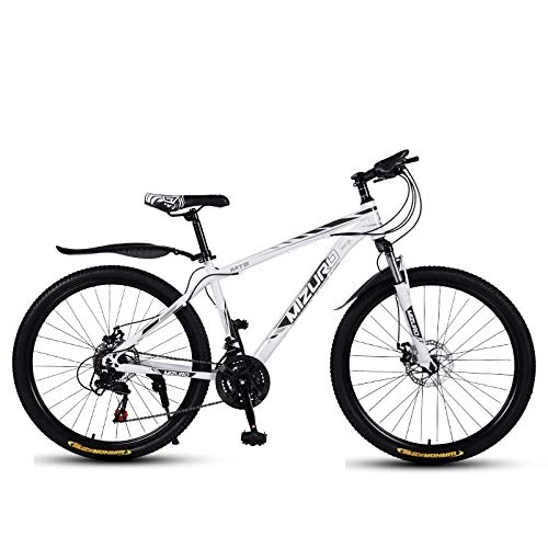 Bicicletas de montaña : DGAGD Rueda de radios de Carreras de luz de Bicicleta de Velocidad Variable de Bicicleta de montaña de 24 Pulgadas-Blanco Negro_24 velocidades