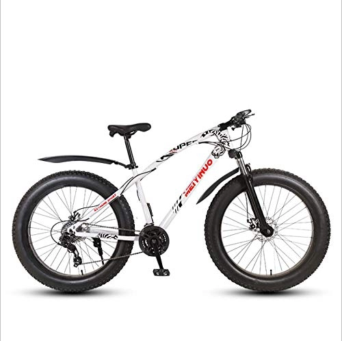 Bicicletas de montaña : DGAGD Rueda Grande estupenda del Radio de la Bici de montaña del neumático de la Moto de Nieve de la Playa Todoterreno de 26 Pulgadas-Blanco_21 velocidades