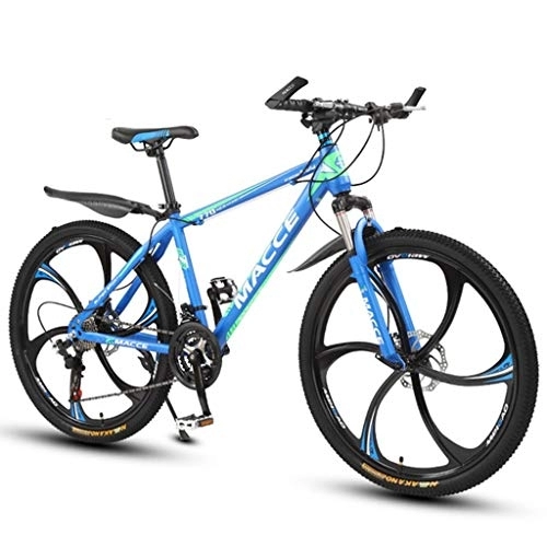 Bicicletas de montaña : Dsrgwe Bicicleta de Montaña, 26” Bicicleta de montaña, Marco de Acero al Carbono Bicicletas de montaña, Doble Disco de Freno y de Bloqueo de la Horquilla Delantera (Color : Blue, Size : 21-Speed)