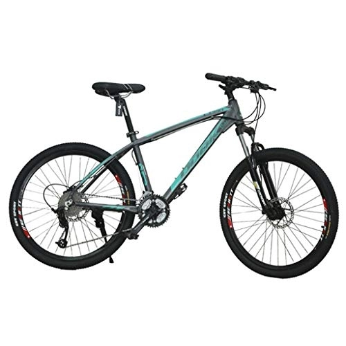 Bicicletas de montaña : Dsrgwe Bicicleta de Montaña, De 26 Pulgadas de Bicicletas de montaña, Bicicletas de aleación de Aluminio, 17" Marco, Doble Disco de Freno y suspensión Delantera, 27 de Velocidad (Color : Gray+Green)