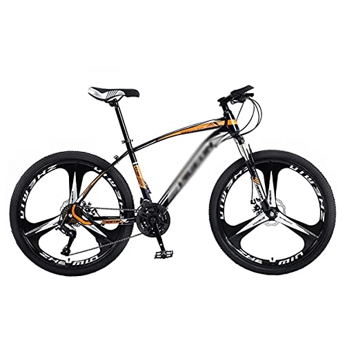 Bicicletas de montaña : FBDGNG Bicicleta de montaña de 21 / 24 / 27 velocidades para adultos y mujeres de 26 pulgadas, marco de acero de alto carbono con freno de disco y frenos de disco (tamaño 27 velocidades, color: naranja)