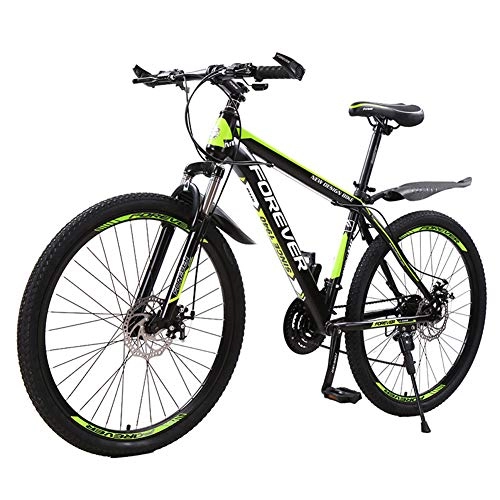 Bicicletas de montaña : FXMJ Bicicletas de montaña para Hombre, Bicicleta de montaña de 24 velocidades, Cuadro de Acero de Alto Carbono con Freno de Doble Disco, suspensión Delantera, 26 Pulgadas, Verde